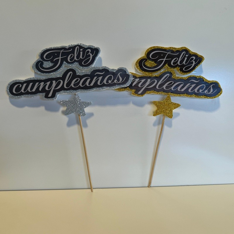 Toppers Feliz Cumple Glitter - Unid. - Segun Stock X Unid.  - 1