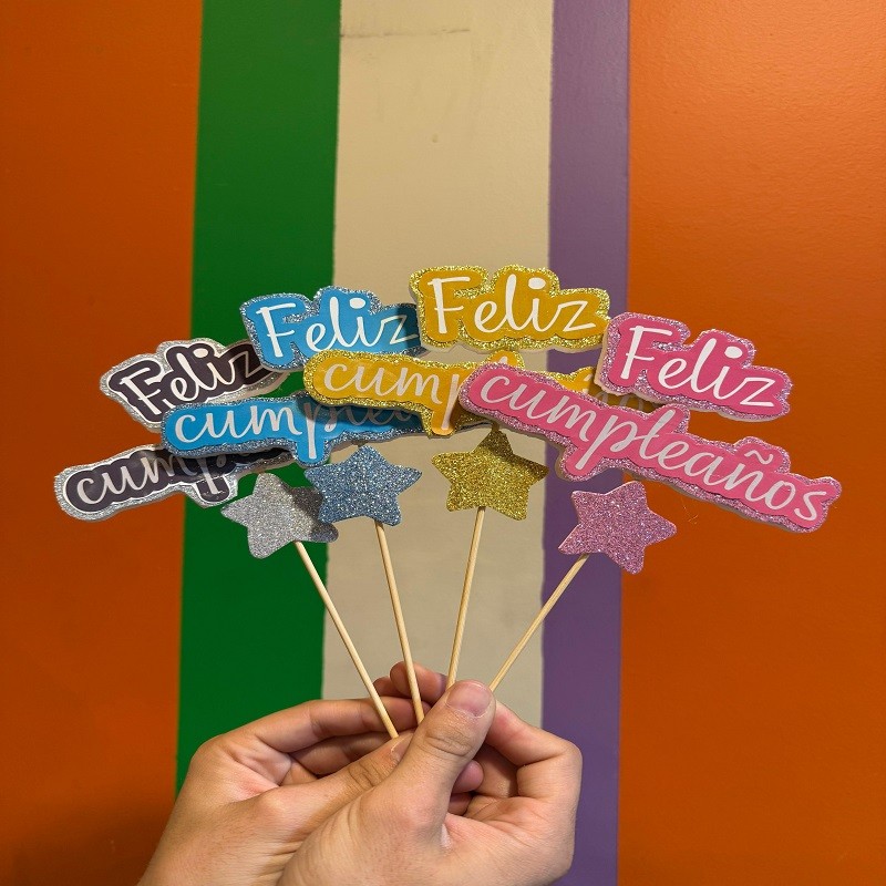 Toppers Feliz Cumpleaños - Segun Stock X Unid.  - 1