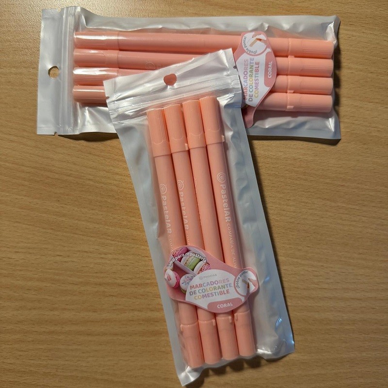 Marcador Comestible Pastel - Coral X   4 Unid.  - 1