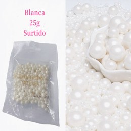 Perlas Comestibles - Blanco Tamaños Surtidos X   25 G  - 1