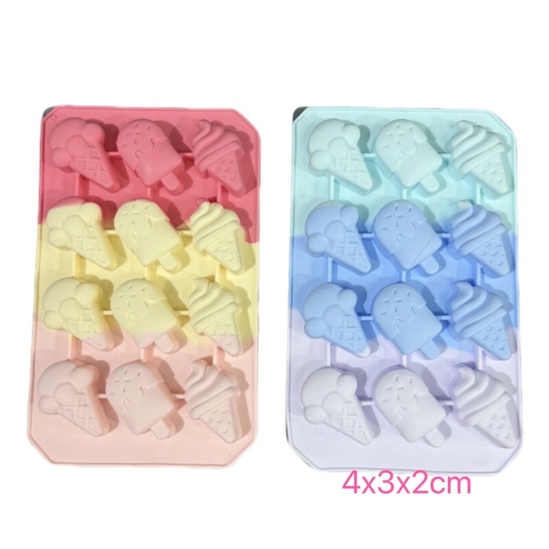 Molde Silicona 12 Helado Cubito Multicolor X Unid.  - 1