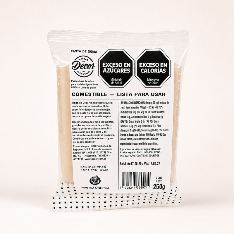 Pasta De Goma Para Modelar - Beige X  250 G - Decor Decor - 1