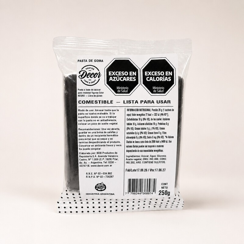 Pasta De Goma Para Modelar - Negro X  250 G - Decor Decor - 1