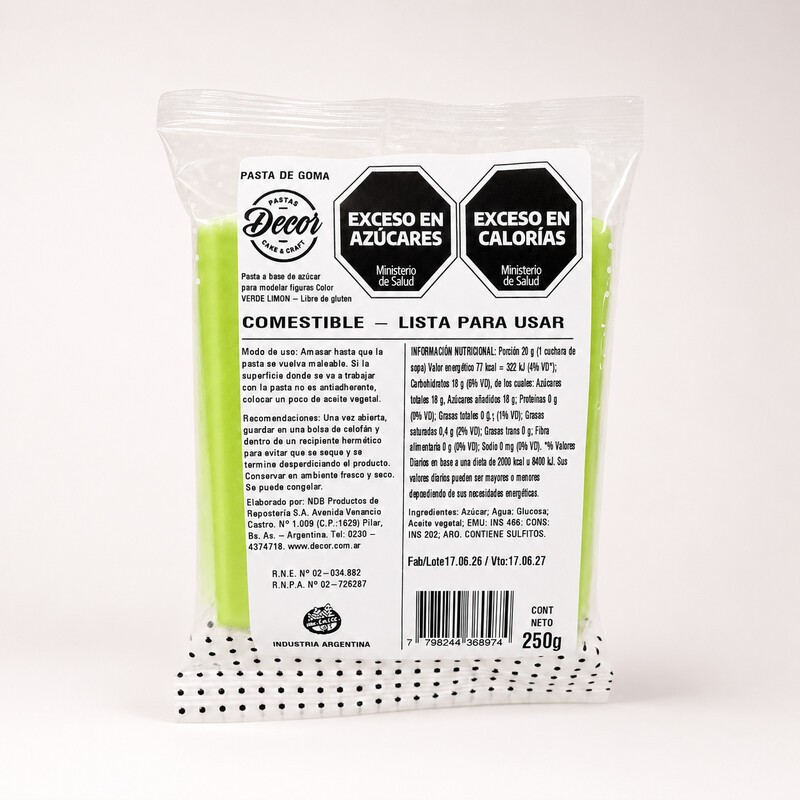 Pasta De Goma Para Modelar - Verde Limón X  250 G - Decor Decor - 1
