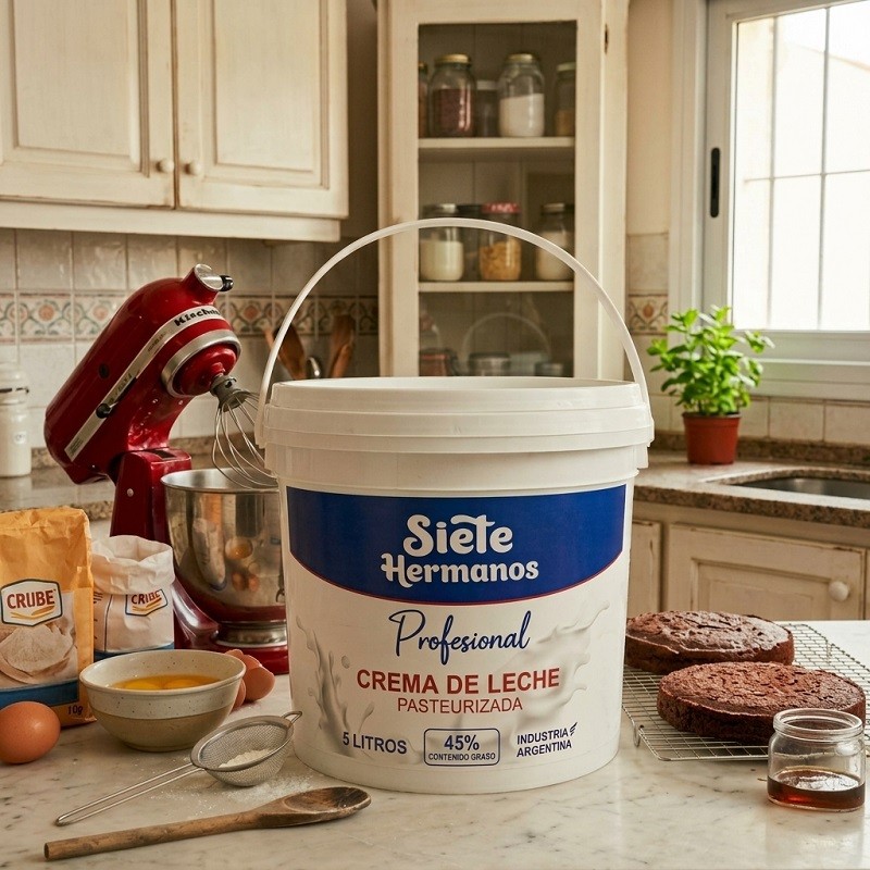 Crema De Leche - Profesional - Tenor Graso 45% X   5 Kg - Siete Hermanos  - 1