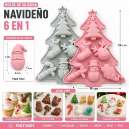 Molde Silicona 6 Navidades Arbol X Unid.  - 1