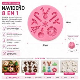 Molde Silicona 9 Navidades Rosa X Unid.  - 1