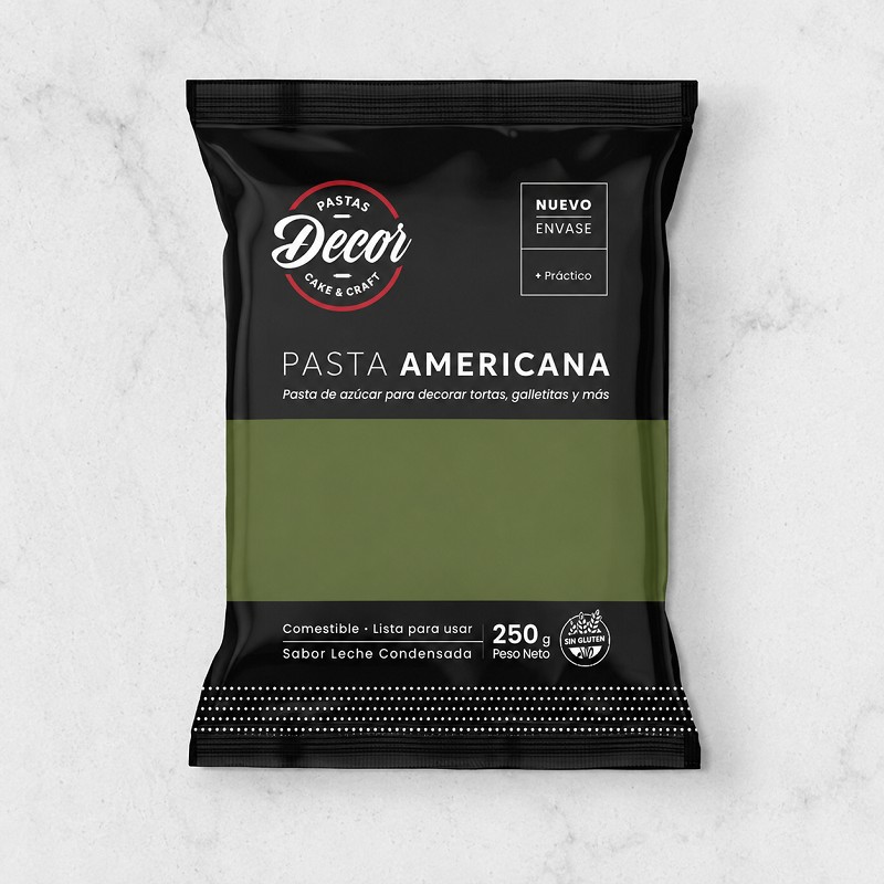 Pasta Para Cubrir Tortas - Verde Musgo - Leche Con X  250 G - Decor Decor - 1