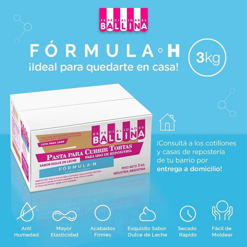Pasta De Forrar Tortas - Formula H X   3 Kg - Ballina Ballina - 1