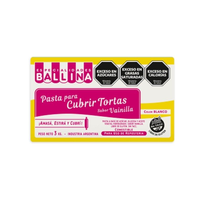 Pasta Para Cubrir Tortas - Vainilla X   3 Kg - Ballina Ballina - 1